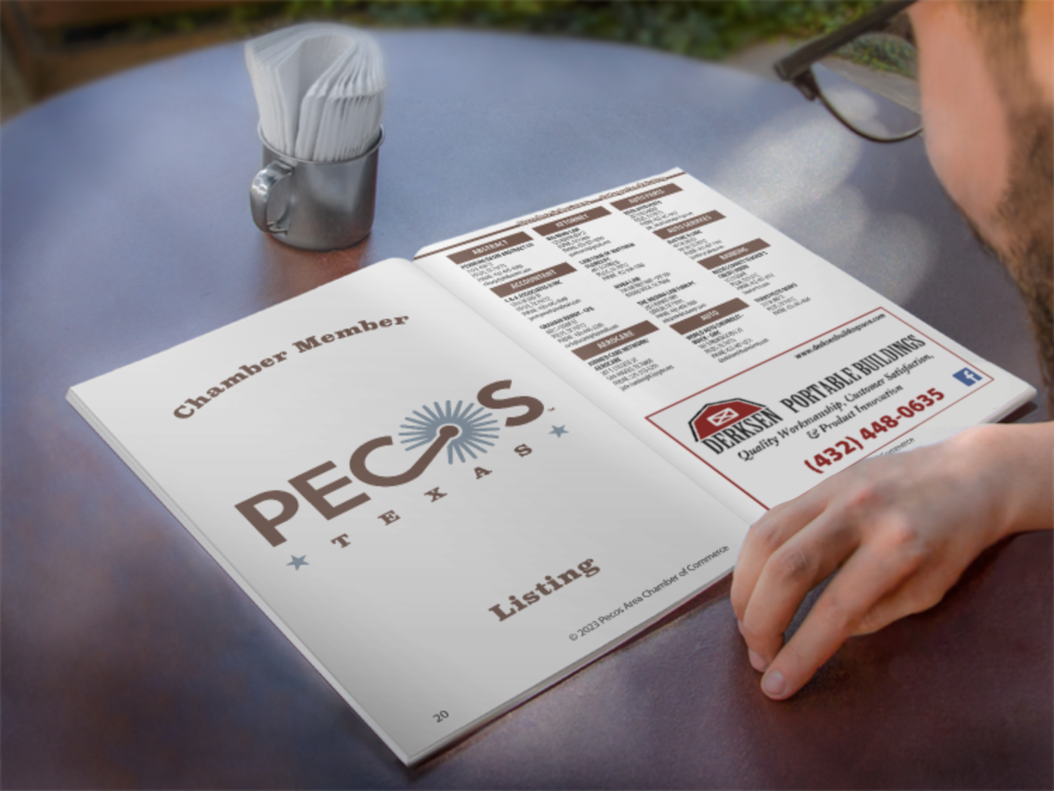 Chamber guide publication displayed with local business information