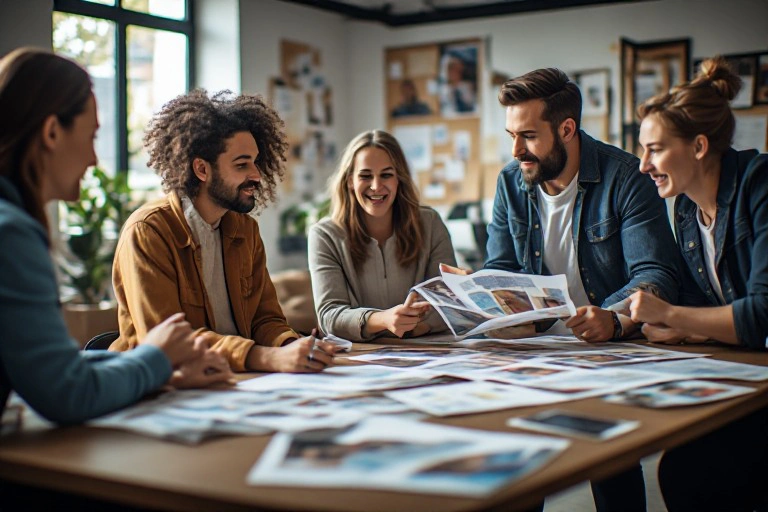 Liberty Marketing print and marketing services workspace with custom maps, printed materials, and professionals creating community-focused marketing solutions.