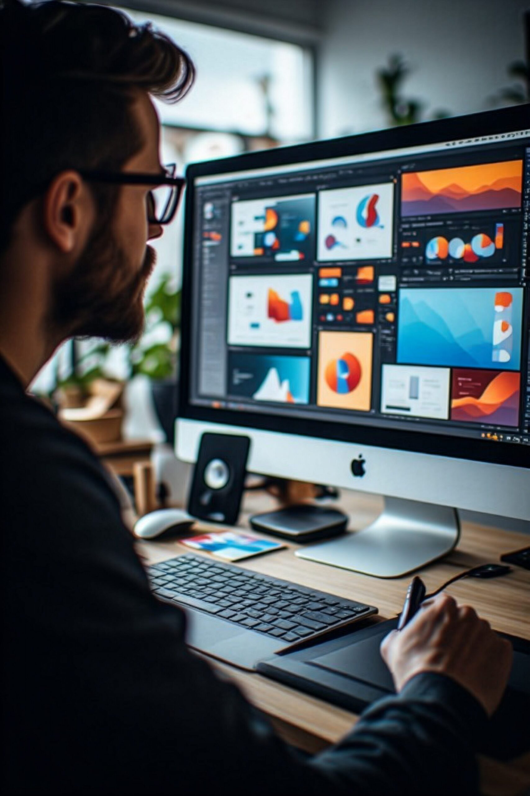 Professional graphic design services creating visual materials for business marketing