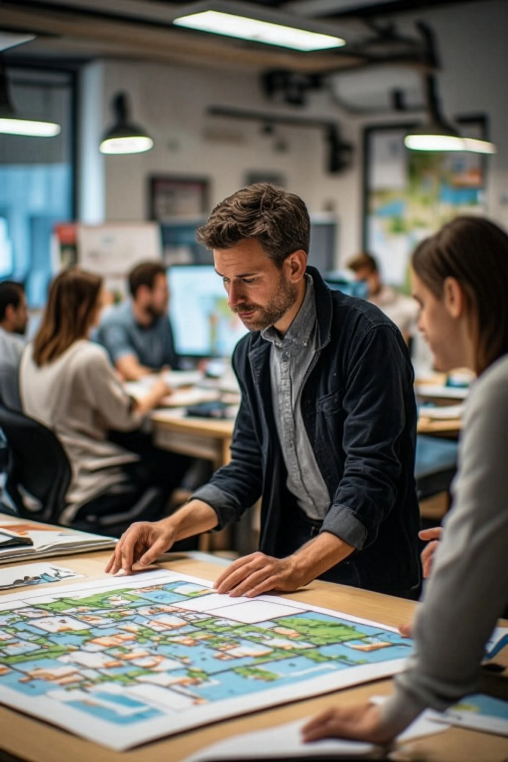 Custom map design showcasing detailed geographic information and local features